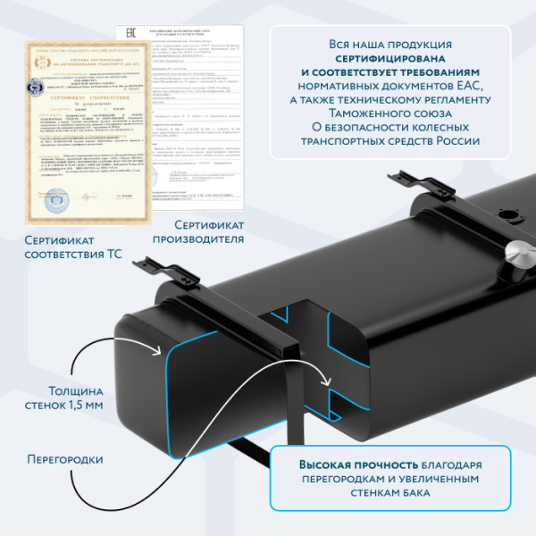 Топливный бак 175 литров ЗИЛ 131 (правый)